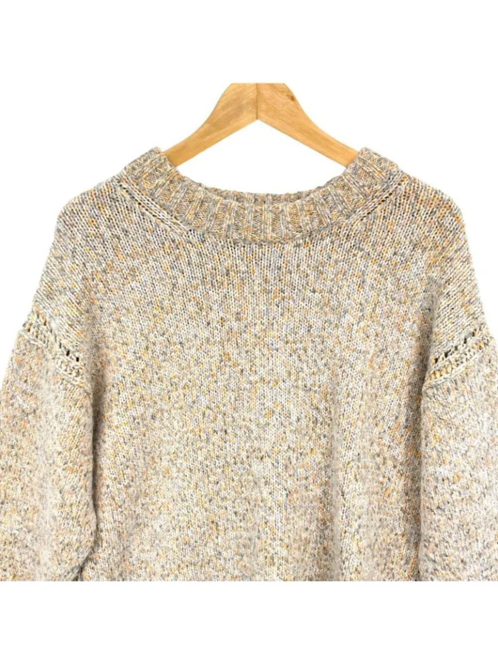 J.Crew Relaxed Pullover Sweater Womens Medium Beige Wool Alpaca Chunky Crew Neck